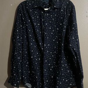 Perry-ellis Men's Navy and Blue Shirt